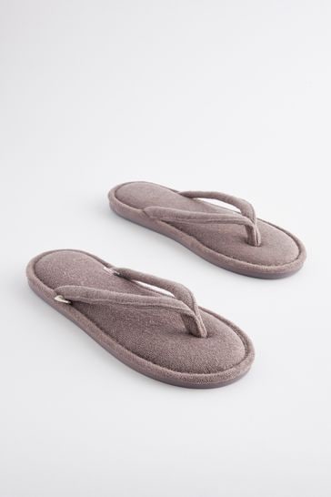 Grey Towelling Flip Flops
