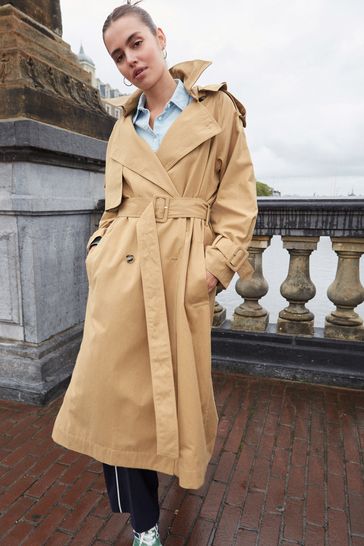 Camel Natural Belted Trench Coat