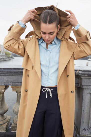 Camel trench shop