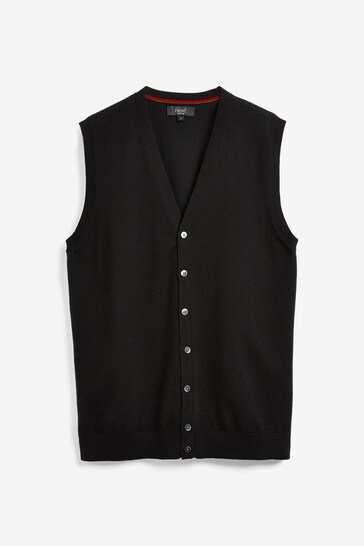 Black Regular Sleeveless Cardigan