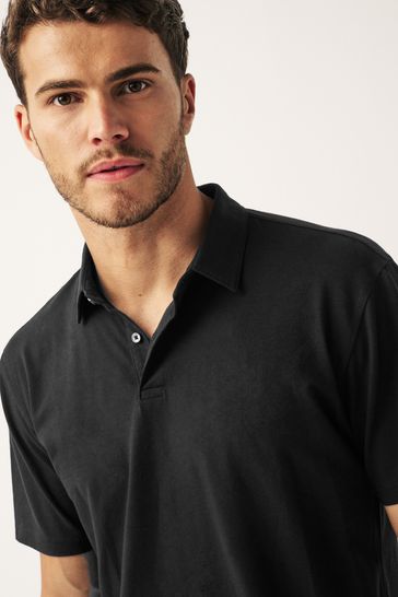 Mens black short sleeve polo shirts discount