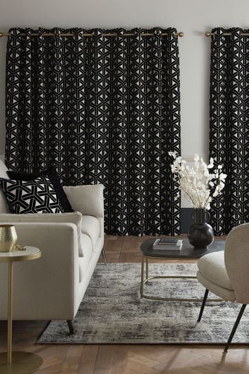 Black outlet geometric curtains