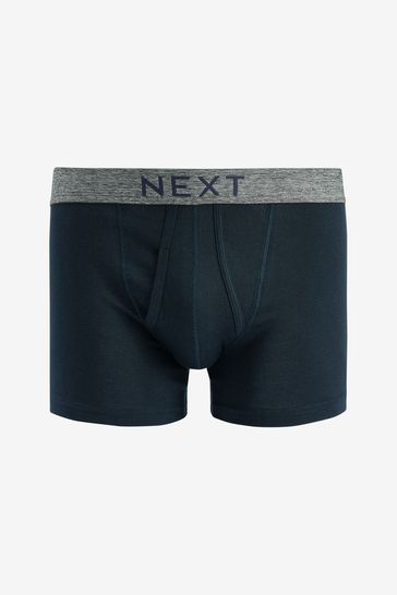 Grey/Navy 4 pack A-Front Pure Cotton Boxers