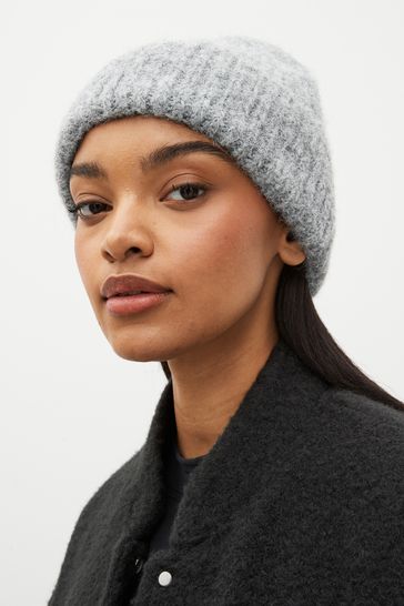 Grey Knitted Beanie Hat