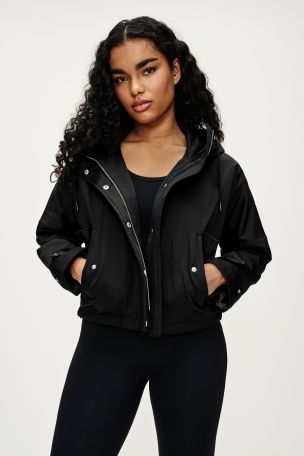 Black Short Padded Raincoat
