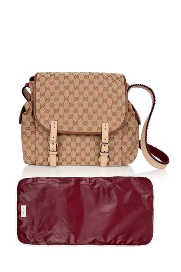 Baby Beige/Red GG Canvas Changing Bag 