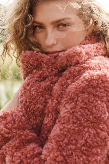 borg coat pink