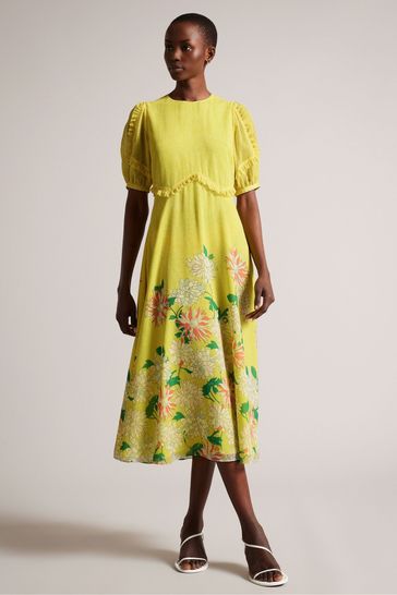 Buy Ted Baker Yellow Carinnn Midi Tea Dress With Puff Sleeve from Next  Singapore