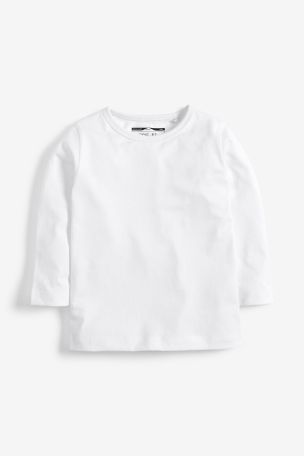 White Long Sleeve Plain Teflon® T-Shirt (3mths-7yrs)
