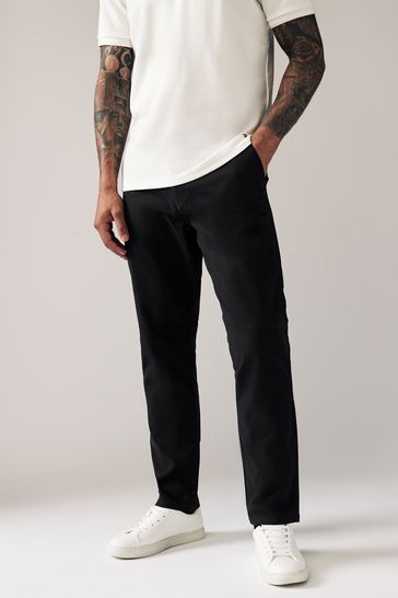Black Slim Fit Stretch Chinos Trousers