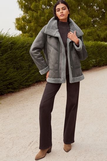 Suede aviator hotsell jacket