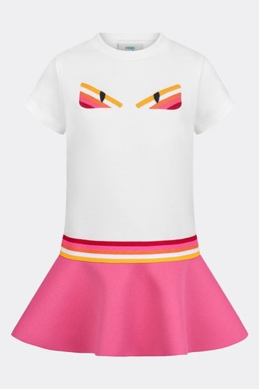 Buy Fendi Kids Girls White Cotton Dress from the Childsplay Clothing UK online shop