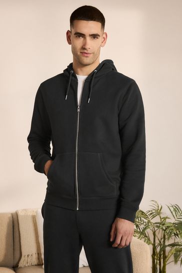 Black Zip Through Hoodie