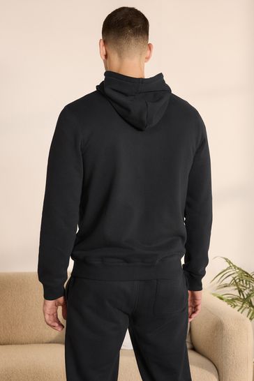 Black Zip Through Hoodie