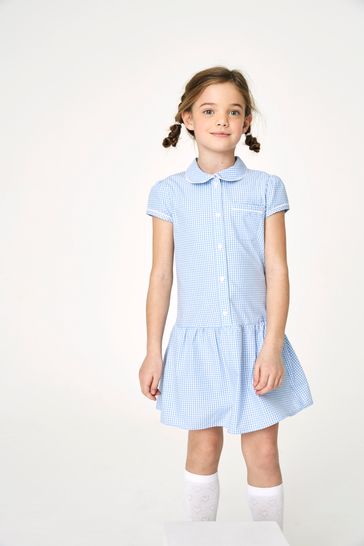 Buy Cotton Rich Drop Waist Gingham School Dress 3 14yrs from Next