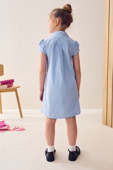 Blue gingham school dress top