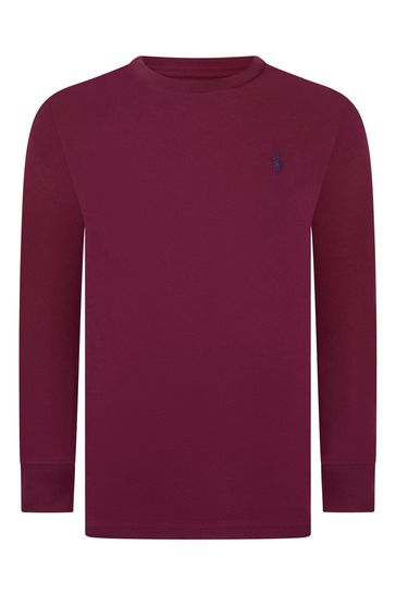 Boys Burgundy Long Sleeve Jersey T-Shirt