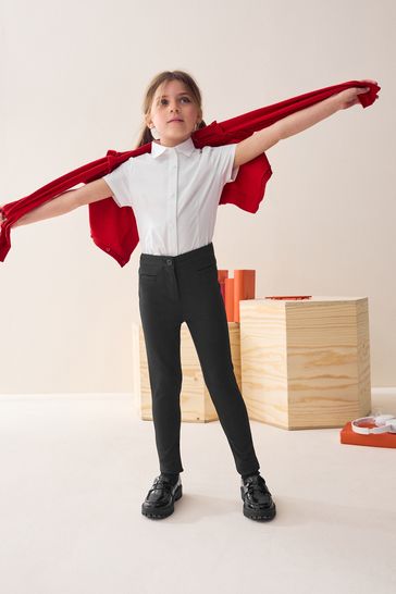Black Longer Length School Skinny Stretch Trousers (3-17yrs)