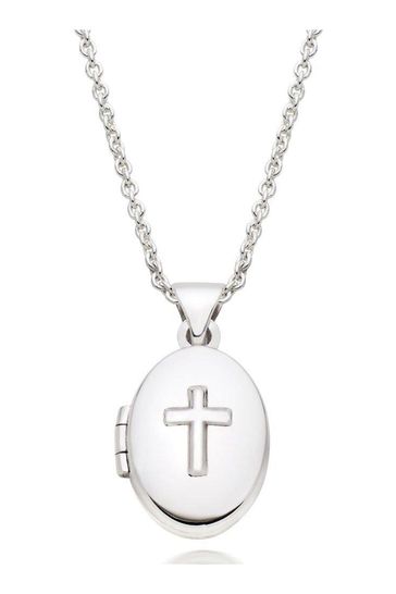 Mini B Silver Cross Locket 