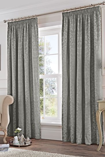 Eastbourne Burgundy Damask Pencil Pleat Fully Lined Curtains