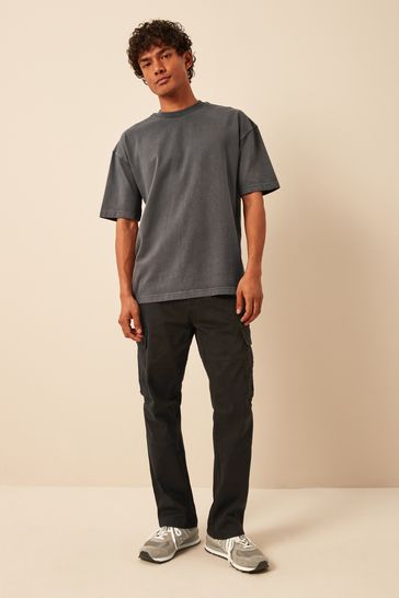 Charcoal Grey Garment Dye Relaxed Fit Heavyweight T-Shirt