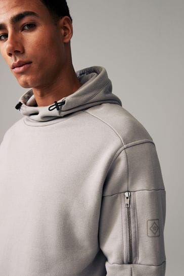 Grey Cargo Utility Hoodie