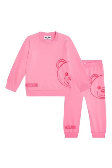 Baby Girls Pink Cotton Tracksuit