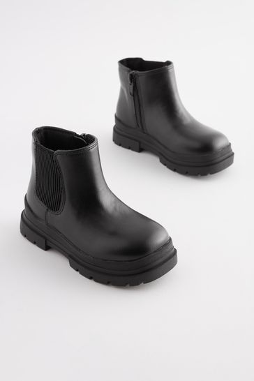 Black Chunky Sole Chelsea Boots