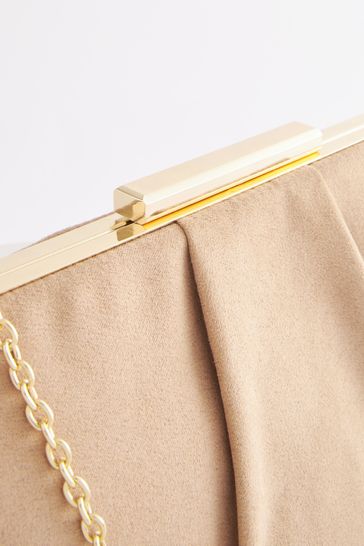 Nude and clearance gold clutch bag