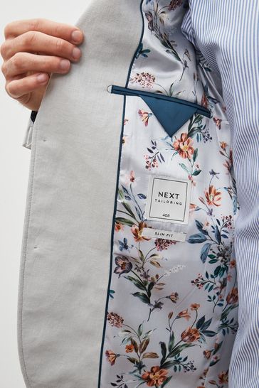 Light Grey Slim Linen Blend Blazer