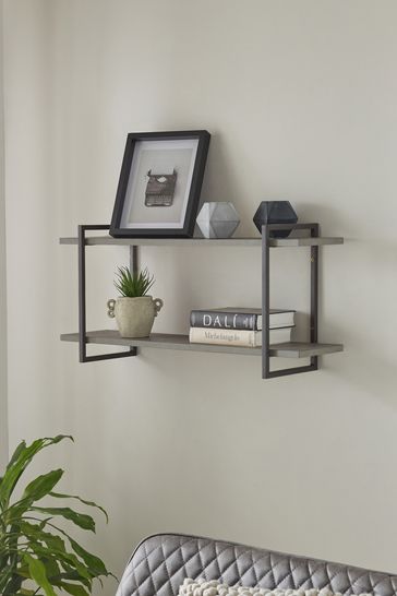 Buy Concrete Effect Two Tier Wall Shelves from Next