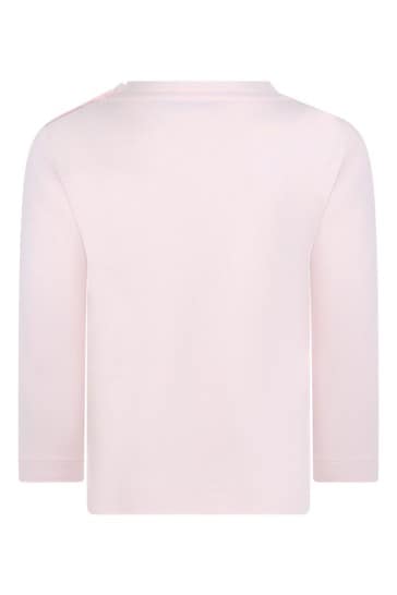 Baby Girls Light Pink Cotton Long Sleeve T-Shirt