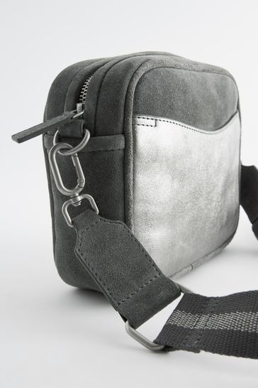 Grey leather cheap cross body bag