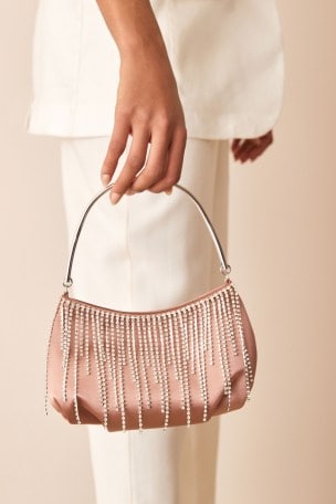 Nude Beaded Clutch Purse