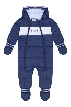 Buy Baby Boys Navy Hooded Snowsuit from 