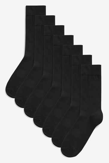 Black 7 Pack Mens Cotton Rich Socks