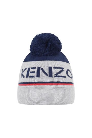 Kenzo Kids Boys Navy/Grey Bobble Hat
