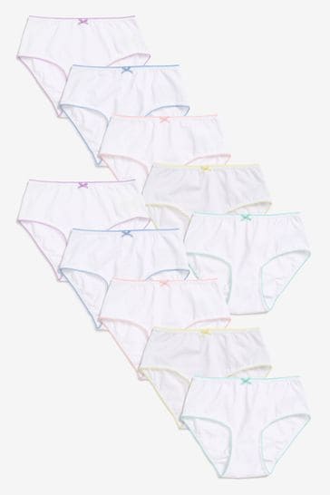 White with Trim 10 Pack Briefs (1.5-16yrs)