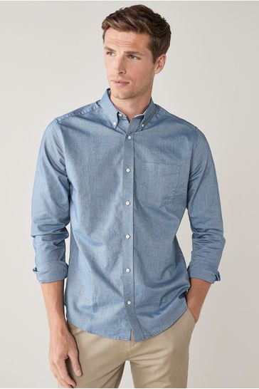 Long sleeve oxford shirt mens clearance
