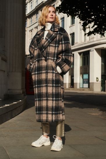 Longline check best sale coat