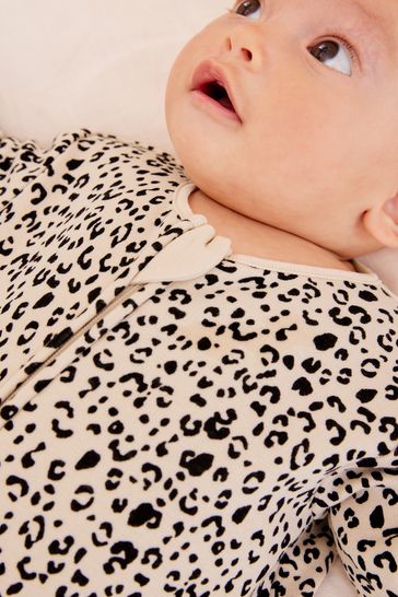 Leopard print baby clearance sleepsuit