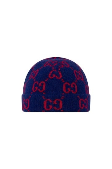 Ru dyd Lav Buy GUCCI Kids Baby Boys Navy Knitted GG Hat from the Childsplay Clothing  UK online shop