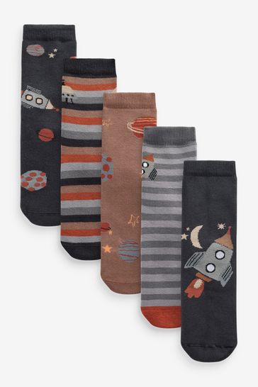 Multi Space Print 5 Pack Cotton Rich Socks 5 Pack