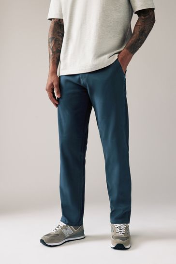 Dark Blue Straight Stretch Chino Trousers