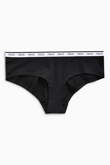 White/Black/Grey Short Cotton Rich Logo Knickers 4 Pack