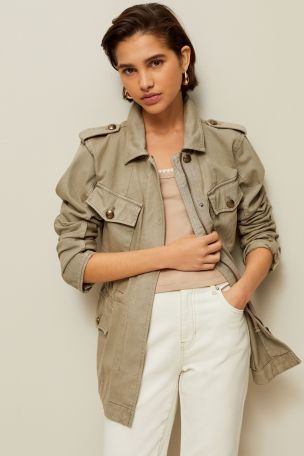 Khaki cotton jacket sales