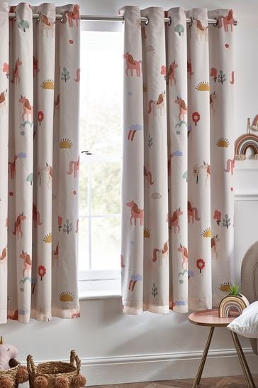 Natural Scandi Unicorn Ombre Eyelet Blackout Curtains