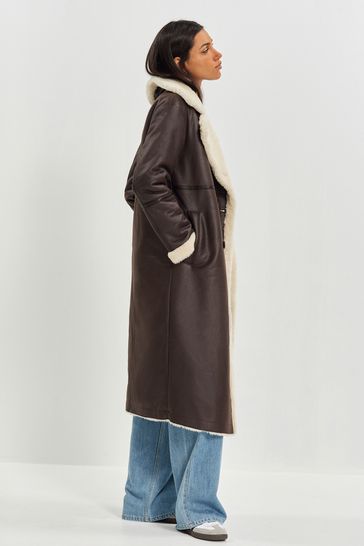 Longline shearling coat hotsell
