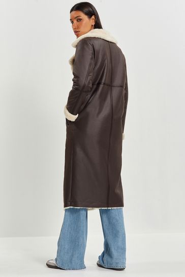 Line faux shearling outlet coat