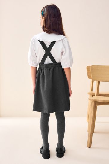 Grey Bow Pocket Detail School Pinafore Dress 3 14yrs